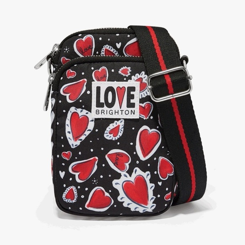 Brighton Love Black and Red Heart Crossbody Bag
